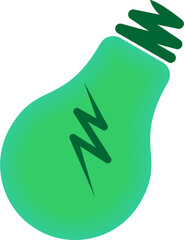 light blub icon with a subtle light green and dark green color combination with transparent background 