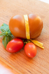 Cheese collection, smoked yellow italian scamorza cheese