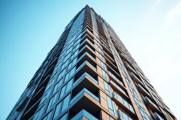 Obraz premium Modern Building Reaches for the Sky with Architectural Design. Urban Skyline with Contemporary Architecture.