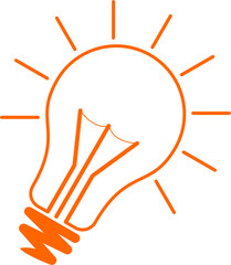 orange light blub icon with transparent background 