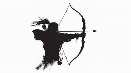 Striking silhouette: Archer poised to strike, showcasing skill and precision in simple, evocative artistic rendering.