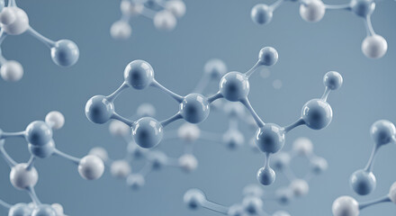Abstract 3D rendering of molecules, representing science, technology, and medicine
