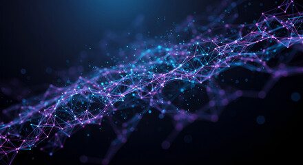 Abstract digital network connection futuristic glowing purple and blue background
