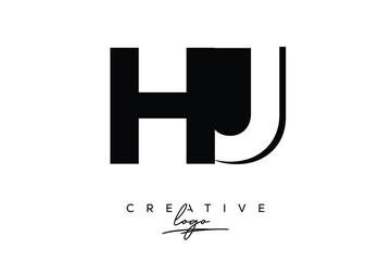HJ Creative Minimalist Negative Space Latter Logo with Modern Monogram for Branding and Business Lettermark Logo with Initial Letters Logo Design for Branding.