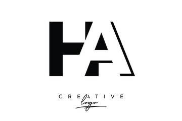HA Creative Minimalist Negative Space Latter Logo with Modern Monogram for Branding and Business Lettermark Logo with Initial Letters Logo Design for Branding.