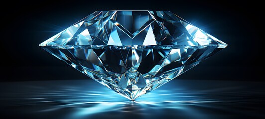 The black background contrasts sharply with the bright blue diamonds light emitted by sun,generative AI