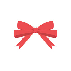 Elegant red ribbon bow. Simple decorative element for cards, crafts, gift wrapping, coloring and holiday designs. Minimalistic vector illustration.