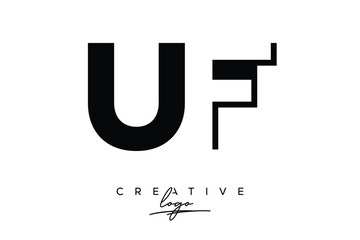 UF Creative Minimalist Negative Space Latter Logo with Modern Monogram for Branding and Business Lettermark Logo with Initial Letters Logo Design for Branding.