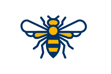 Stylish bee icon buzzing with energy for your branding or design work