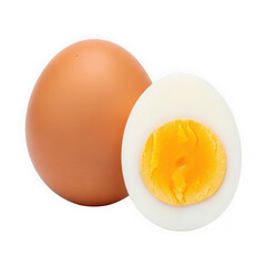 Brown egg and half egg isolated on transparent background