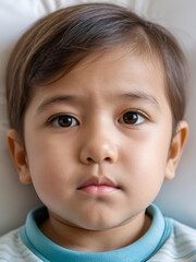 Rash of enterovirus infection picornavirus families on the face of a 3-year-old child. Medicine, health concept.