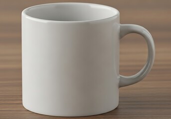 Fototapeta premium Minimalist white mug showcasing a smooth surface and curved handle design