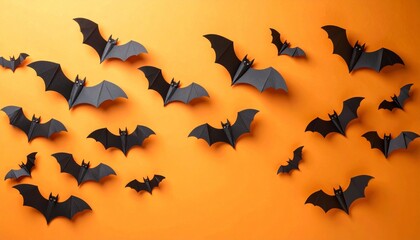 Fototapeta premium halloween and decoration concept - paper bats flying