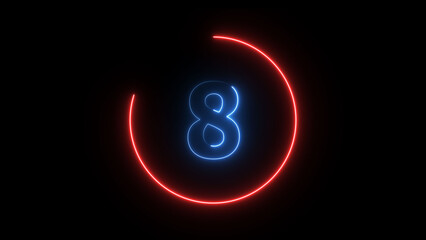 Dynamic circular and glowing neon number 8 illustration . on a black background. and creating a stunning 4k illustration .	