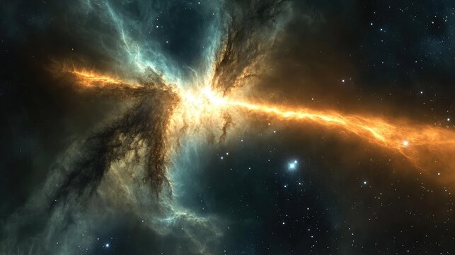 A bright orange and blue star in the sky