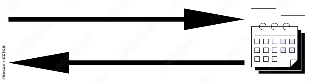 Aufkleber leftward and rightward arrows next to a calendar with marked dates, referencing balance, direction, 