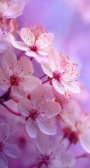 Obraz premium Pink cherry blossoms, spring bloom, soft focus, garden background, phone wallpaper