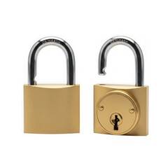 Fototapeta premium Padlock security isolated on transparent background