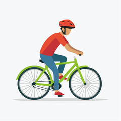 Naklejka premium Cycling icon in modern flat style showing person on bike. Perfect for fitness, transport, eco, and outdoor sport design resources. 
