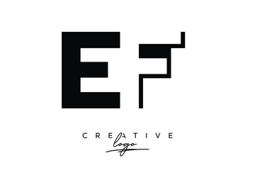 Obraz premium EF Creative Minimalist Negative Space Latter Logo with Modern Monogram for Branding and Business Lettermark Logo with Initial Letters Logo Design for Branding.