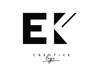 EK Creative Minimalist Negative Space Latter Logo with Modern Monogram for Branding and Business Lettermark Logo with Initial Letters Logo Design for Branding.