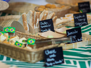Delicious Brazilian Appetizers Displayed at a Food Festival