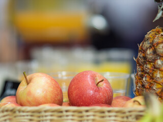 Fresh Red Apples in a Fruit Basket Display