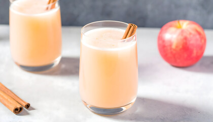 Fresh Apple Cinnamon Smoothie on Marble Surface