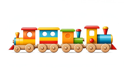 Naklejka premium Wooden train children toy for creativity isolated on transparent background