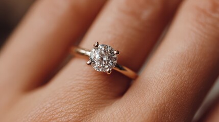 Sparkling diamond engagement ring on a hand close-up during a romantic moment