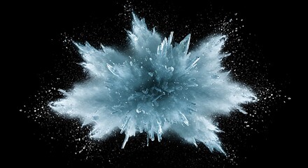 Abstract Explosion Teal Powder Burst on Black Background
