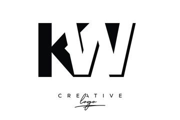 KW Creative Minimalist Negative Space Latter Logo with Modern Monogram for Branding and Business Lettermark Logo with Initial Letters Logo Design for Branding.