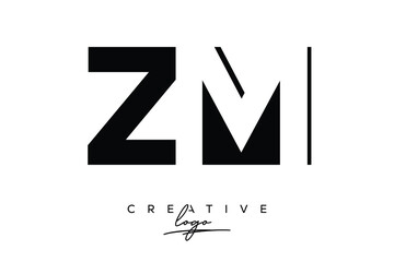 ZM Creative Minimalist Negative Space Latter Logo with Modern Monogram for Branding and Business Lettermark Logo with Initial Letters Logo Design for Branding.