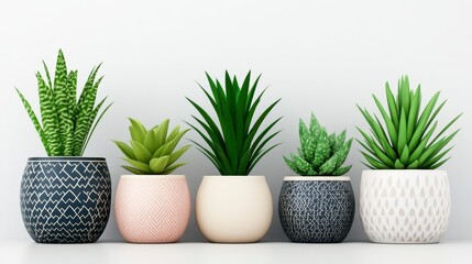 Fototapeta premium Succulent Plants in Modern Pots for Contemporary Home Decor