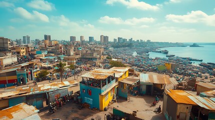 Fototapeta premium Senegal dakar capital waterfront urban houses scene high resolution picture