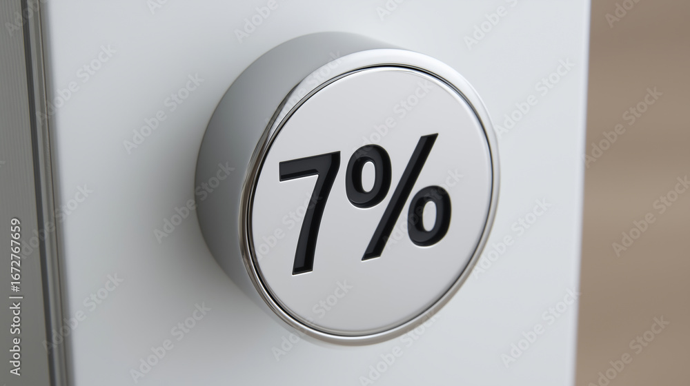 Poster indicator showing 7 percent on a control panel in a modern setting