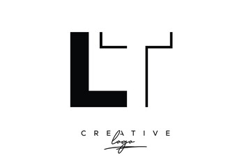 LT Creative Minimalist Negative Space Latter Logo with Modern Monogram for Branding and Business Lettermark Logo with Initial Letters Logo Design for Branding.