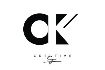 OK Creative Minimalist Negative Space Latter Logo with Modern Monogram for Branding and Business Lettermark Logo with Initial Letters Logo Design for Branding.
