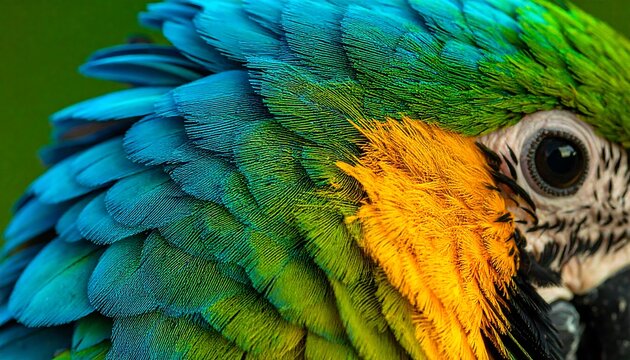 Close-up parrot head. Vibrant plumage