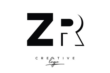 ZR Creative Minimalist Negative Space Latter Logo with Modern Monogram for Branding and Business Lettermark Logo with Initial Letters Logo Design for Branding.