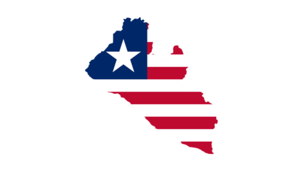 Liberia's Outline Filled with the National Flag's Design - A Symbol of National Identity and Pride