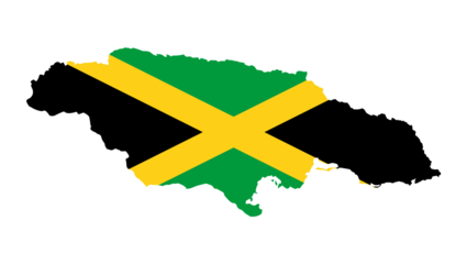Outline Map of Jamaica Filled with the National Flag - A Symbol of National Pride and Identity