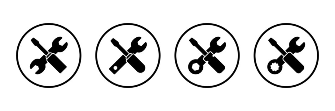 Tools icon logo design. tool sign and symbol. setting icon. Wrench and screwdriver. Service, repair