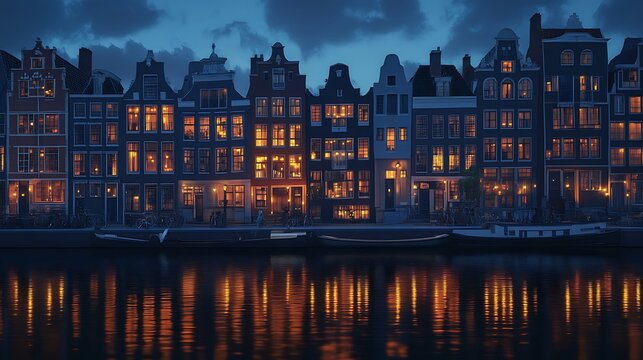 Stunning amsterdam city skyline at sunset high resolution picture