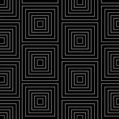 Minimalist Black and White Concentric Squares Seamless Pattern, Geometric Abstract Background Design
