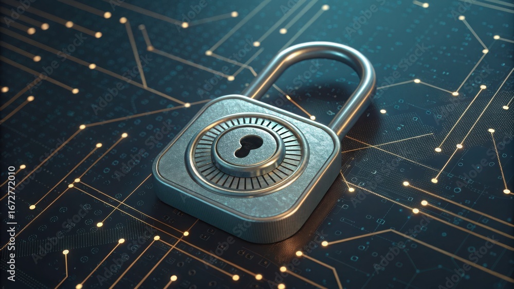 Poster secure device lock with animation on circuit background v2 3x shot