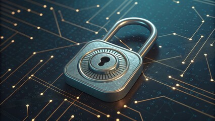 Secure Device Lock with Animation on Circuit Background v2 3x Shot