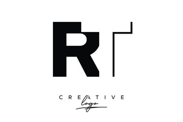 Obraz premium RT Creative Minimalist Negative Space Latter Logo with Modern Monogram for Branding and Business Lettermark Logo with Initial Letters Logo Design for Branding.