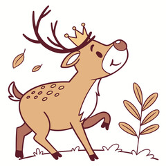 An adorable  Elk with a Playful vibe, with a tiny crown, and a Grateful Harvest Thanksgiving theme – SVG style