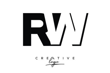 RW Creative Minimalist Negative Space Latter Logo with Modern Monogram for Branding and Business Lettermark Logo with Initial Letters Logo Design for Branding.